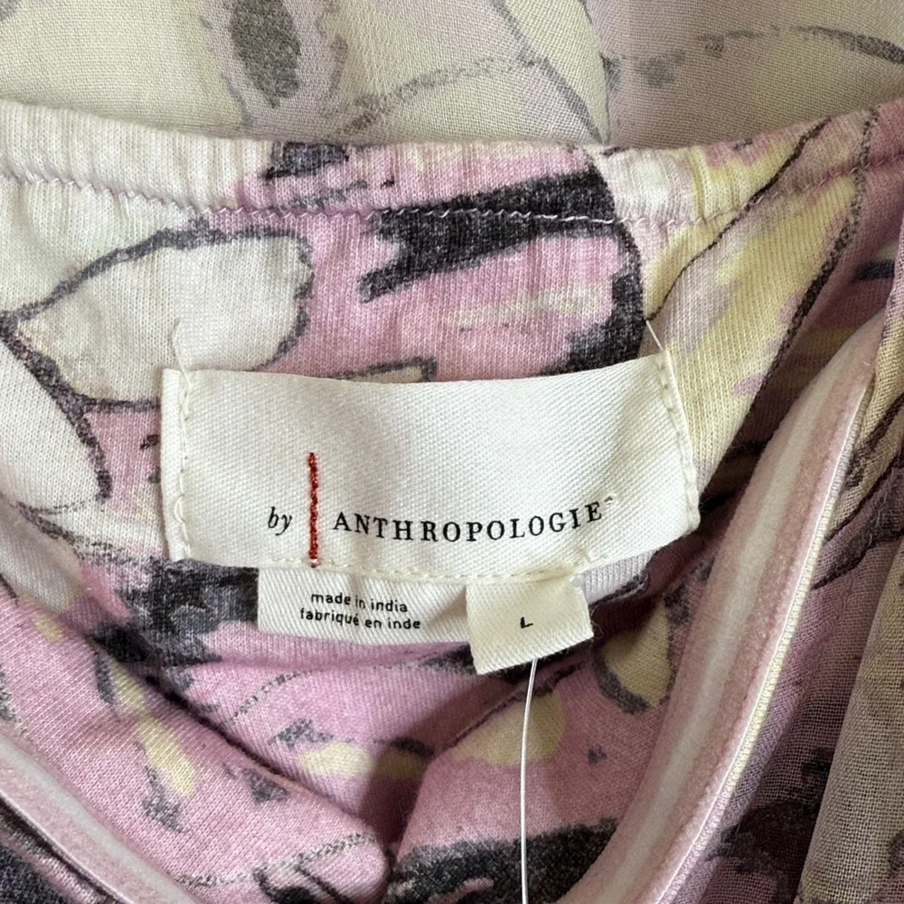 Anthropologie butterfly sheer top long sleeve crop large NWT